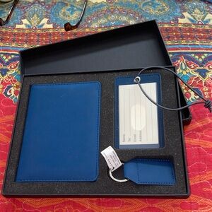 NAVY BLUE PASSPORT SET Luggage Tag & Keychain NIB UNISEX